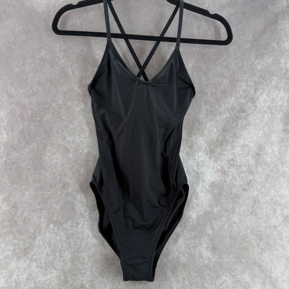Victoria's Secret Black Criss Cross Back One Piece Swimsuit Size 10 Slimfit